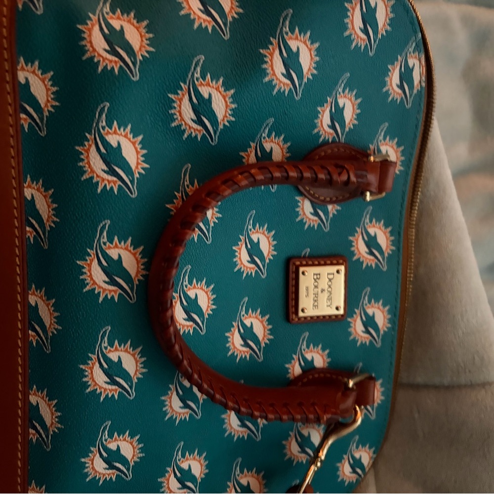 Dooney & Bourke Teal and Brown Satchel